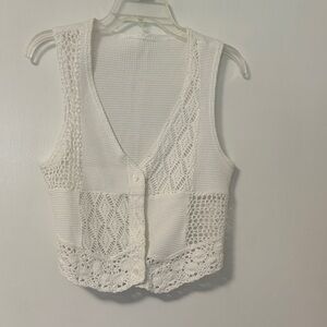 Express White Crochet Knit Tank Top